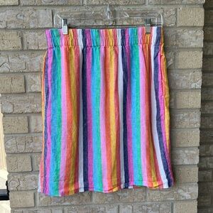 J. Crew Pull-on linen skirt in rainbow stripe